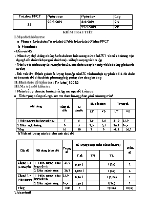 Giáo án Vật lý Lớp 9 - Tiết 53 Kiểm tra 1 tiết - Năm học 2018-2019